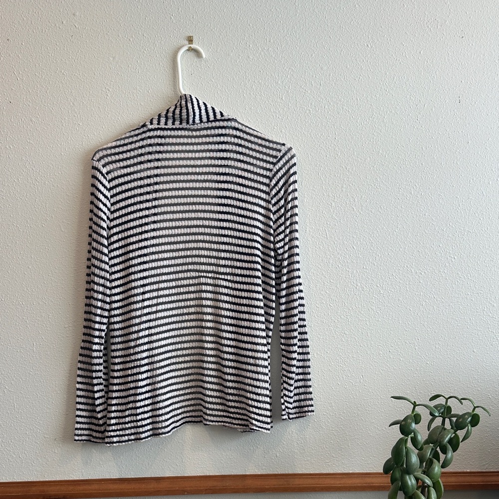 Striped Navy Blue and White Cardigan - Picture 2 of 3